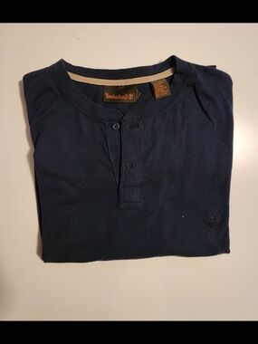 Timberland Navy Long Sleeve Henley Shirt